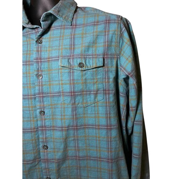Carbon 2 Cobalt Corduroy Shirt Men’s‎ Medium Plaid Button Up 100% Cotton - Picture 3 of 9